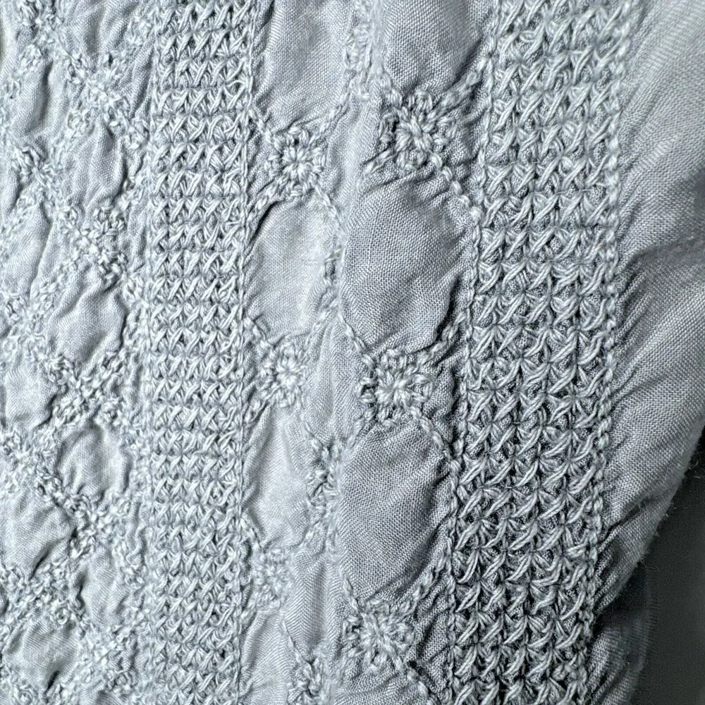 Solitaire Blouse Small Gray Crochet Lace‎ Embroidered Rayon Boho Peasant Top